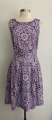 Talbots Puprle Bandanna Paisley Print Sleeveless Belted Dress Sz 8 New NWOT • $40