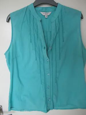 East Blouse In Size 14 - Cotton - Mandarin Collar - Sleeveless • £5.41