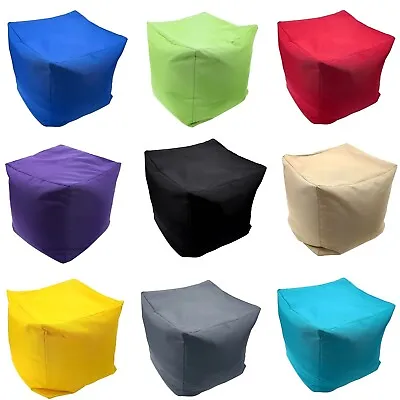 Beanbag Square Pouffe Footstool Indoor Outdoor Garden Room Seat Waterproof Bean • £19.99