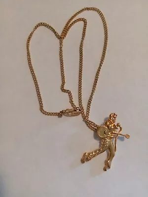 Vintage  ELVIS PRESLEY W Guitar Necklace  Pendant Gold Tone BOXCAR • $16