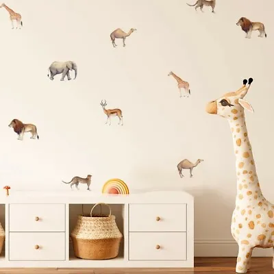 £9.99 • Buy 18Pcs Africa Safari Jungle Animal Vinyl Wall Stickers Decal Nursery Kids Bedroom