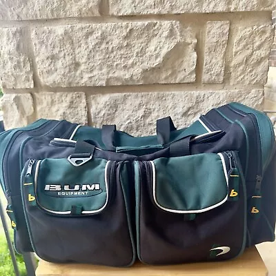 VINTAGE B.U.M. BUM Equipment Gym Duffel Rolling Travel Bag Green & Black - LARGE • $48.95