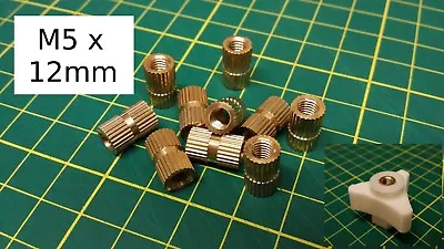 M5 X 12mm Brass Knurled Thumb Nuts Inserts Embedded Screw Bolts For 3d Prints • £5.49