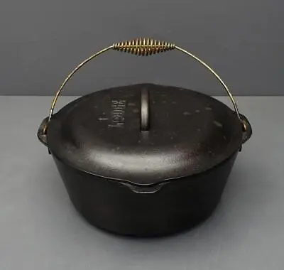 Lodge #10 Cast Iron 12  Single Spout Dutch Oven Pot W/ Handle +Self Basting Lid • $89.99