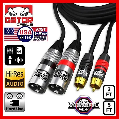 Dual XLR 3-Pin Male To Dual RCA Male Patch Cable Splitter Shielded Audio Plug • $9.99