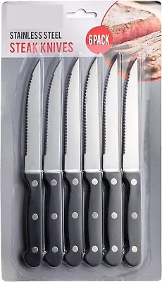 6 Pack Steak Knives Stainless Steel Dinner Knives • £5.99