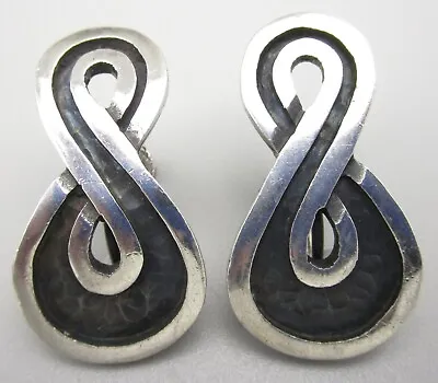 Unusual Margot De Taxco Sterling Silver Modernist Figure 8 Earrings  • $59.95