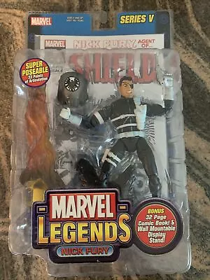 VTG Marvel Legends Series 5 Nick Fury Action Figure & Comic New 2003 Toy Biz • $15