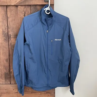 MARMOT Blue Rain Jacket Shell Windbreaker Men’s Large Thin Lightweight • $18.30