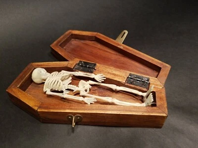 $25 • Buy Antique Vintage Style Miniature RIP Coffin W Skeleton