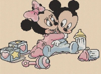 £4.50 • Buy Cross Stitch Chart - Baby Mickey & Minnie Mouse    Flowerpower37-uk