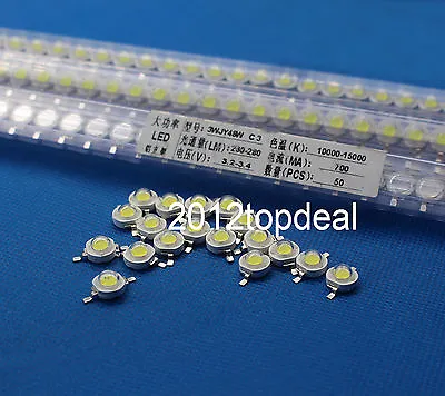 $4.99 • Buy 10 50 100 1000pcs 1W 3W High Power White 10000-15000k LED Beads Lamp Chip DIY
