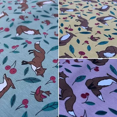 Foxes Animals Printed Cotton Elastane Spandex Stretch Jersey Dress Craft Fabric • £6.95