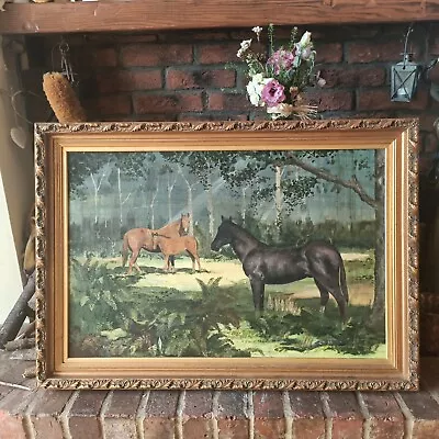 Large Original Framed Painting Of 3 Horses In The Forest .Signed  Ken Stoker  79 • £25