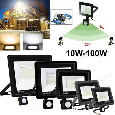 10W - 100W Motion Sensor Led Flood Light Outdoor Security Garden Spotlight Lamp • $8.99