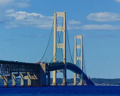 New 8x10 Photo: Mackinac Bridge Over The Straits Of Mackinaw  The Mighty Mac  • $11.99