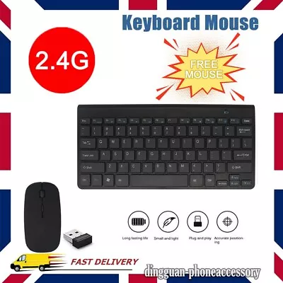 2.4GHz Wireless Keyboard And Mouse Set USB Mice For Mac PC Computer Laptop • £15.19