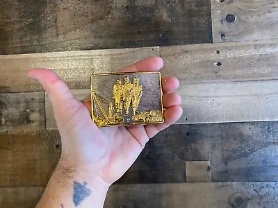 Mining Belt Buckle VTG 1981 Miners 24K Gold Plated 80s OC Tanner Tools USA Made • $46.04