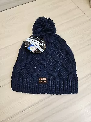 NCAA Uconn Huskies Zephyr Knit Beanie Winter Hat With Pom NWT • $15.99