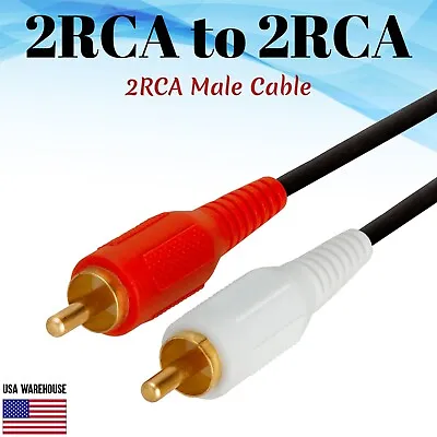 2 RCA Male To 2 RCA Male Cable 3ft 6ft 10ft 12ft 25ft Audio Stereo 2RCA DVD HDTV • $4.75