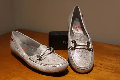 Marc Joseph New York Grand St. Silver Leather Loafers Shoes Women's US Size 8 • $30