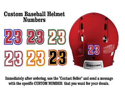 $3.25 • Buy Custom Number 1.25  Baseball/Softball/Football Helmet Decal Sticker 3 Colors 
