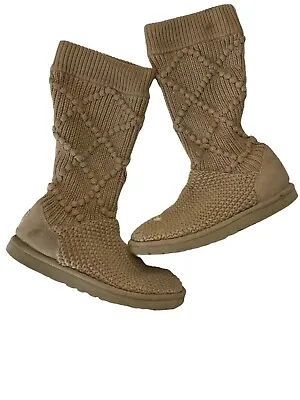 UGG Australia Tan Classic Argyle Knit Tall Boots 7 • $25