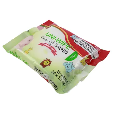 10 X UNI-Wipe Baby Wipes Natural Scent Perfume-Free 20 X 18cm 20 Wipes In R • $10.90