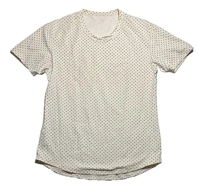 BYLT Basics T Shirt Mens Large Drop Cut Lux White Black Polka Dot Scoop Neck • $11.99