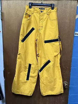 RARE NWOT MACGEAR Yellow Wide Leg Sz 30 Rave Skater Cargo Pants JNCO GOTH • $250