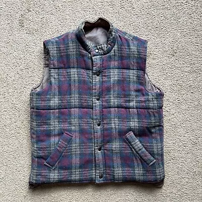 Shelter Bay Vest Mens Large Vtg Reversible Button Up Wool Blend Plaid Arrow • $31.95