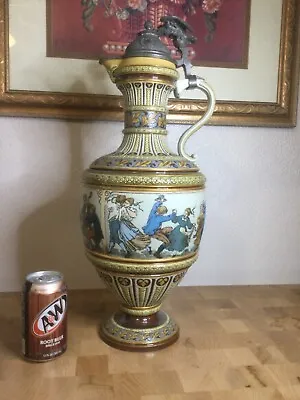 Huge Mettlach Villeroy-Boch Beer Stein Tankard “Peasant Dance” #1159 C1884 6.2 L • $650