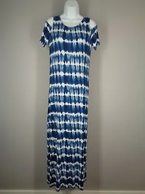 Design History Blue Tie Dye Cold Shoulder Maxi Dress Size Small New • $20.97