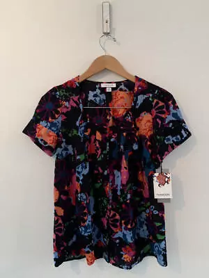 NWT Womens Thakoon For Target Black Cyber Floral Top Short Sleeve Size XS • $23.94