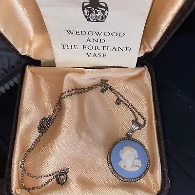 £24.99 • Buy Ladies Vintage Wedgwood Necklace Jewellery Portland Blue Jasperware Pendant