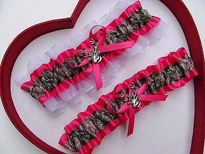 NEW Mossy Oak Camouflage Camo Hot Pink White Wedding *Garter Prom Hunter Chick  • $13.46