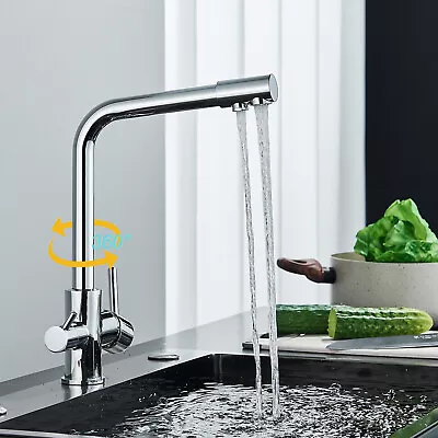 £50 • Buy 3 Way Water Filter Tap Kitchen Sink Drinking Mixer Taps Swivel Spout 2 Handles