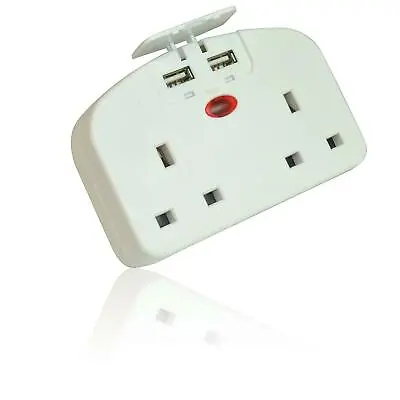 £12.99 • Buy European 2 Way Travel Plug Power Adaptor 2 USB Ports 2 Pin Socket Double Plug