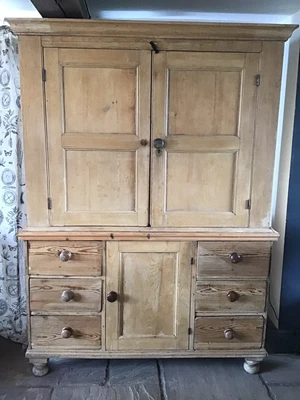 £1250 • Buy Antique Pine Housekeepers Cupboard Kitchen Larder Linen Press Cupboard 