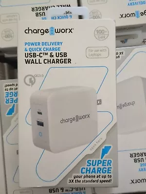 ChargeWorx 100W PD USB-C USB-A Wall Charger 2 Port QC3.0 Use With Laptops • $14.50