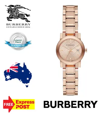 New Burberry 'the City' Bu9228 Rose Gold Check Womens Quartz Watch • $309.99