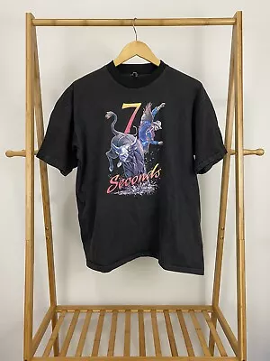 VTG 7 Seconds Bull Riding Cowboys Single Stitch Black T-Shirt Size XL • $26.95