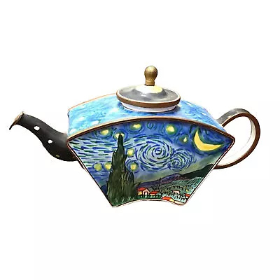 Enamel Copper Miniature Enamel Teapot Kelvin Chen/Vincent Van Gogh Starry Night • $49.99