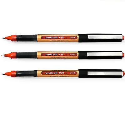 Uni-Ball Eye UB-150-10 Broad Liquid Ink Rollerball Pens - 1.0mm - Red - 3 Pack • £6.99