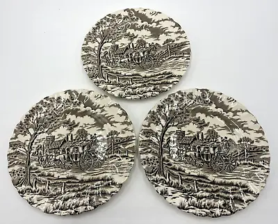 3- Myott Staffordshire Made In England ROYAL MAIL Brown 6.25  Bread Plates • $10