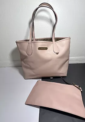 Michael Kors Candy Large Reversible MK Logo PVC Canvas Brown Rose Pink  Tote Bag • $150