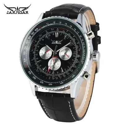 JARAGAR Mens Automatic Watch Luxury Self Winding Mechanical Watch With Sub Dials • £26.20