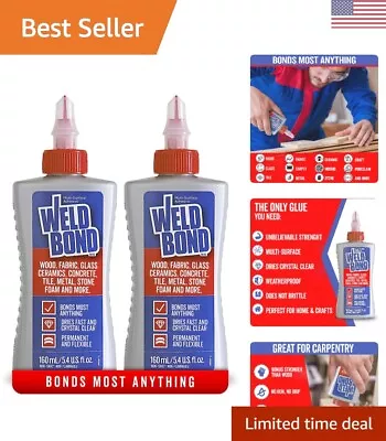 Clear Adhesive Glue - Bonds Most Materials - Wood Glass Ceramic Fabric & More • $27.99