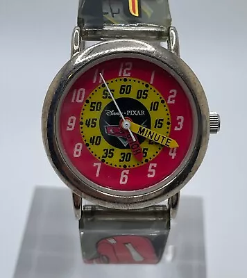 Disney Cars Watch CRS327 Quartz Analog Silver Tone Case Plastic Band • $18