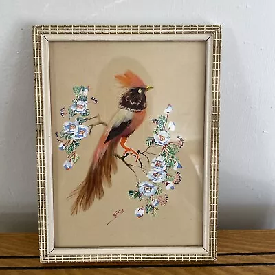 Vintage Mexican Folk Art Feather Craft Bird Picture Golden Pheasant • $10